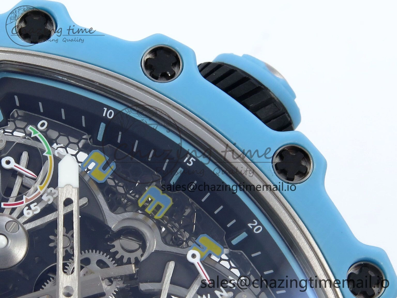 RM021 Tourbillon Blue Quartz Fiber Black Carbon RMF Best Edition on Black Rubber Strap Popular 9229