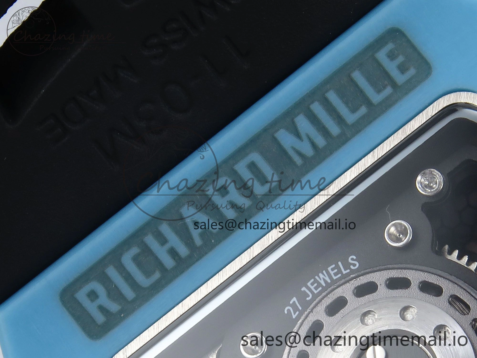 RM021 Tourbillon Blue Quartz Fiber Black Carbon RMF Best Edition on Black Rubber Strap Popular 9229