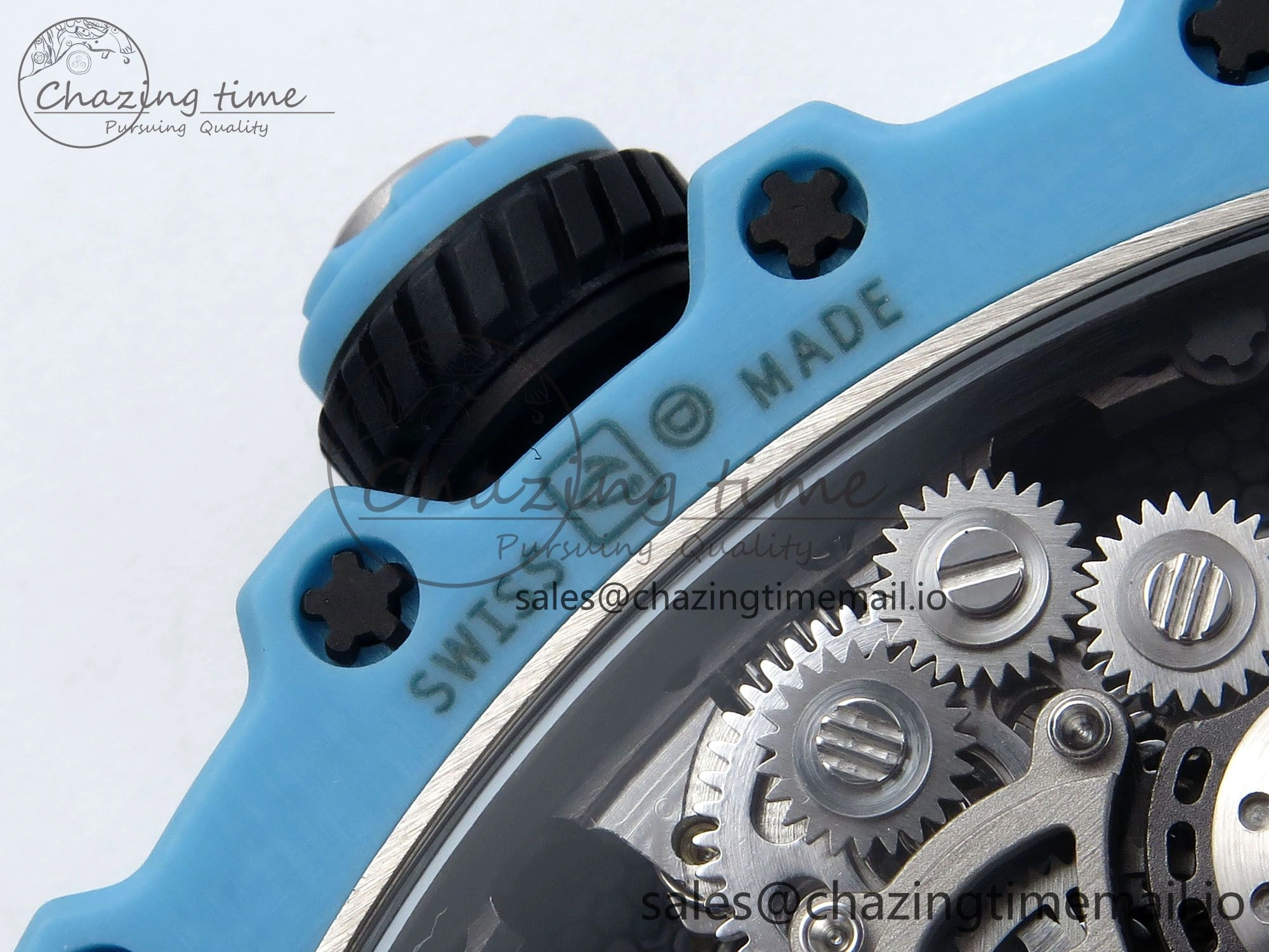 RM021 Tourbillon Blue Quartz Fiber Black Carbon RMF Best Edition on Black Rubber Strap Popular 9229