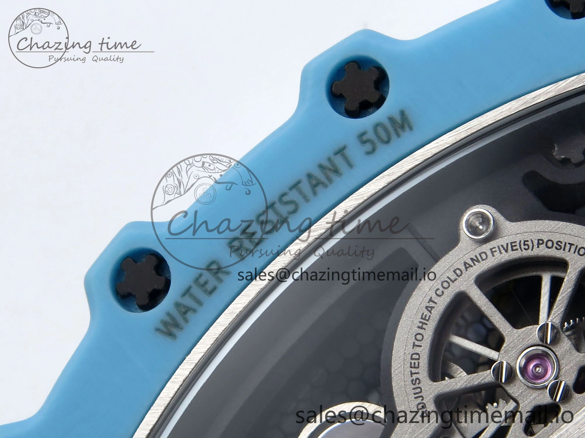 RM021 Tourbillon Blue Quartz Fiber Black Carbon RMF Best Edition on Black Rubber Strap Popular 9229