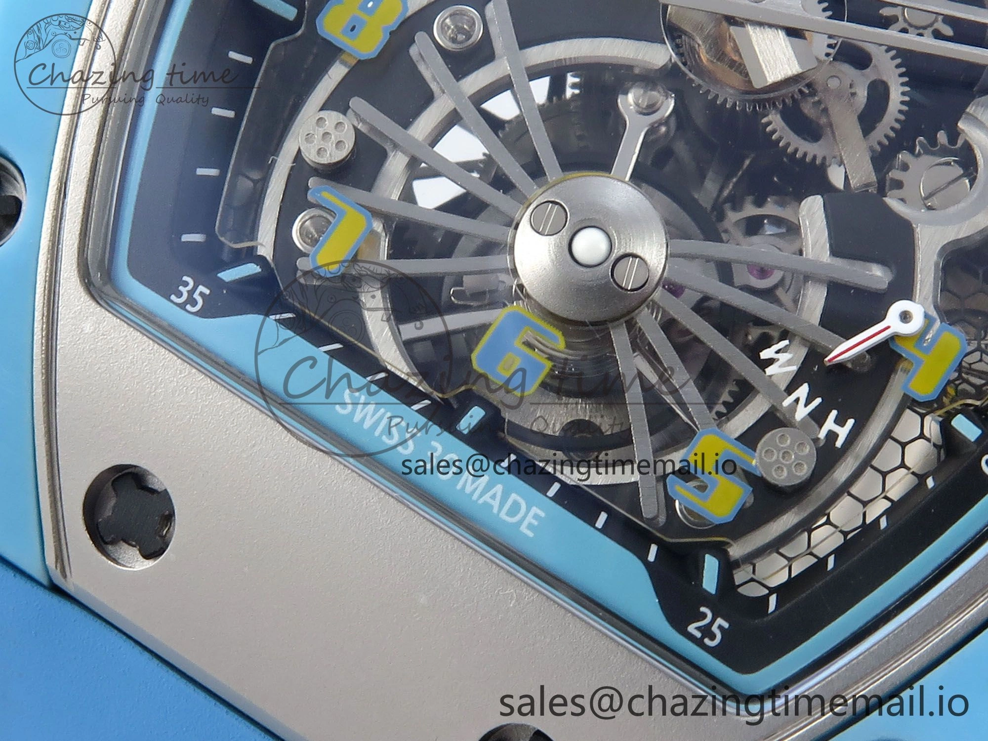 RM021 Tourbillon Blue Quartz Fiber Black Carbon RMF Best Edition on Blue Rubber Strap Lightweight 9228
