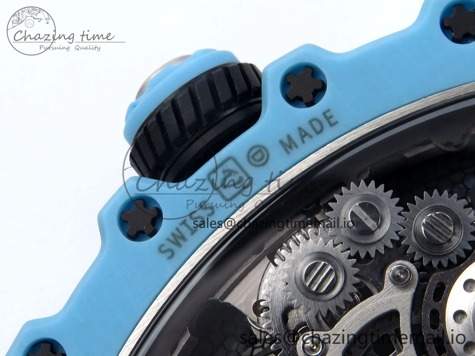 RM021 Tourbillon Blue Quartz Fiber Black Carbon RMF Best Edition on Blue Rubber Strap Lightweight 9228