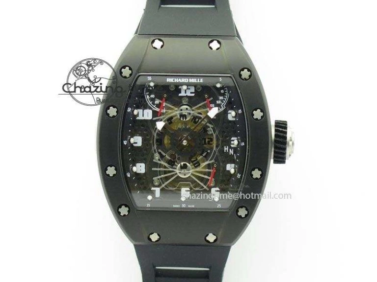 EyeCatching RM022 PVD Skeleton Dial On Black Rubber Strap MIYOTA 9584