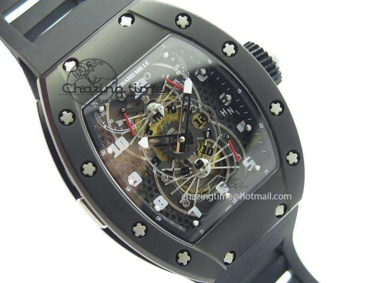 EyeCatching RM022 PVD Skeleton Dial On Black Rubber Strap MIYOTA 9584