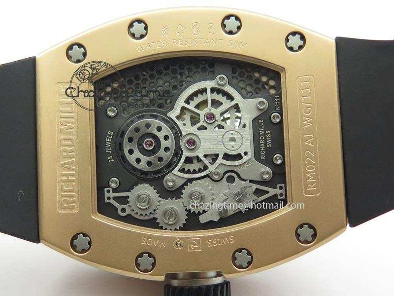 RM022 RG Skeleton Dial On Black Rubber Strap MIYOTA WeatherProof 9580