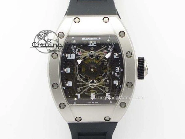 RM022 SS Skeleton Dial On Black Rubber Strap MIYOTA FlexibleFit 9585