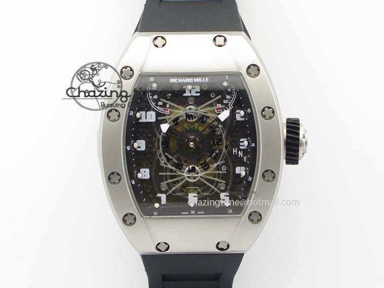 RM022 SS Skeleton Dial On Black Rubber Strap MIYOTA FlexibleFit 9585