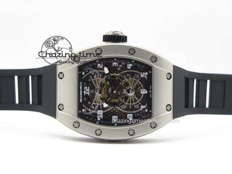RM022 SS Skeleton Dial On Black Rubber Strap MIYOTA FlexibleFit 9585