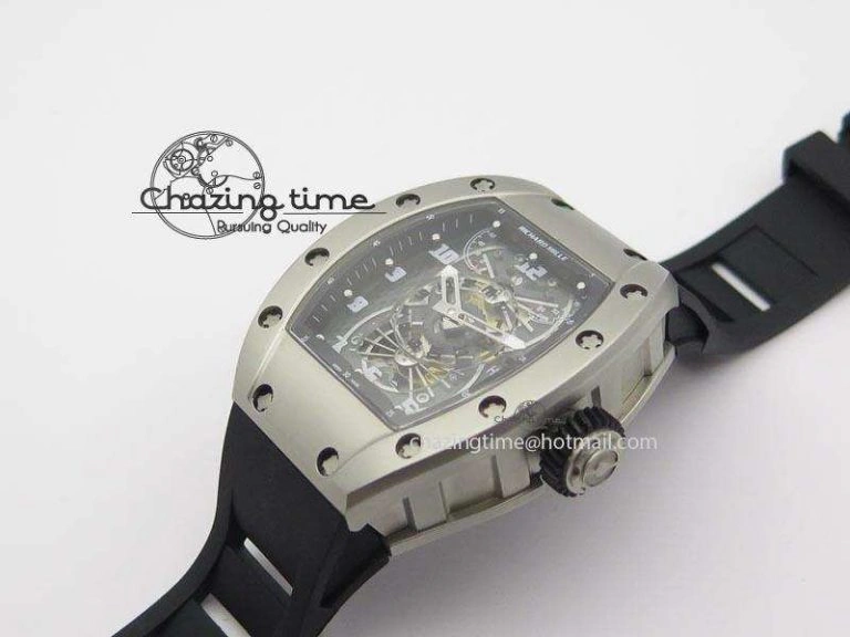 RM022 SS Skeleton Dial On Black Rubber Strap MIYOTA FlexibleFit 9585