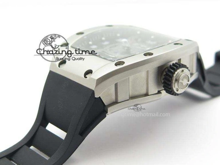 RM022 SS Skeleton Dial On Black Rubber Strap MIYOTA FlexibleFit 9585