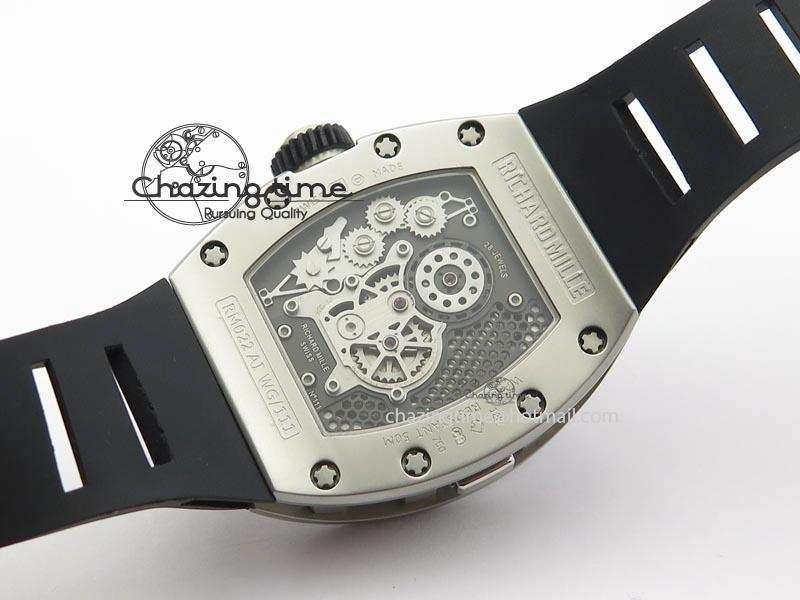 RM022 SS Skeleton Dial On Black Rubber Strap MIYOTA FlexibleFit 9585