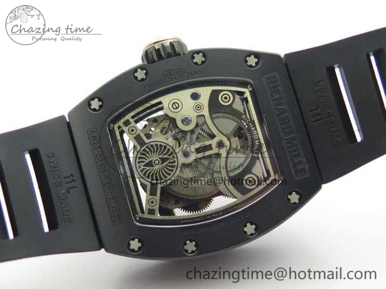 RM023 Ceramic Case KVF Best Edition Eagle Skeleton Dial RG Crown On Rubber Strap MIYOTA ModernLook 9525
