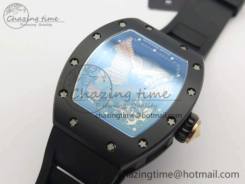 RM023 Ceramic Case KVF Best Edition Eagle Skeleton Dial RG Crown On Rubber Strap MIYOTA ModernLook 9525