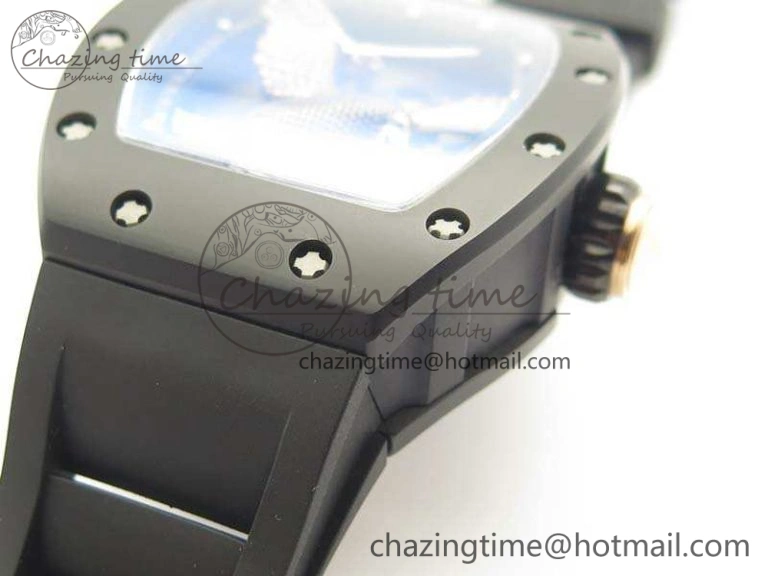 RM023 Ceramic Case KVF Best Edition Eagle Skeleton Dial RG Crown On Rubber Strap MIYOTA ModernLook 9525