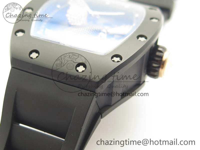 RM023 Ceramic Case KVF Best Edition Eagle Skeleton Dial RG Crown On Rubber Strap MIYOTA ModernLook 9525