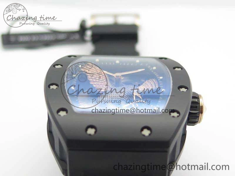 RM023 Ceramic Case KVF Best Edition Eagle Skeleton Dial RG Crown On Rubber Strap MIYOTA ModernLook 9525