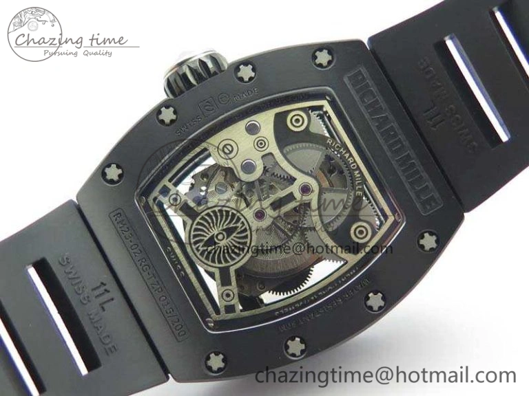 Contemporary RM023 Ceramic Case KVF Best Edition Eagle Skeleton Dial SS Crown On Rubber Strap MIYOTA 9524