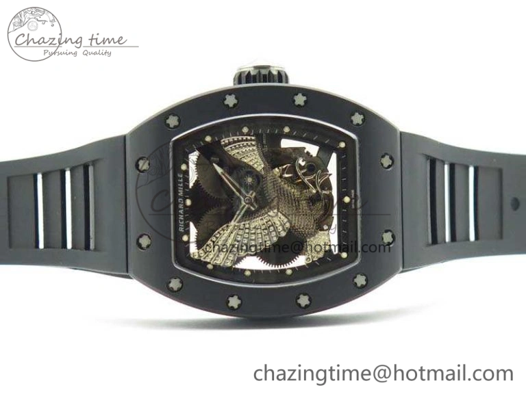 Contemporary RM023 Ceramic Case KVF Best Edition Eagle Skeleton Dial SS Crown On Rubber Strap MIYOTA 9524