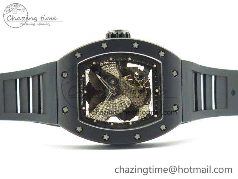 Contemporary RM023 Ceramic Case KVF Best Edition Eagle Skeleton Dial SS Crown On Rubber Strap MIYOTA 9524
