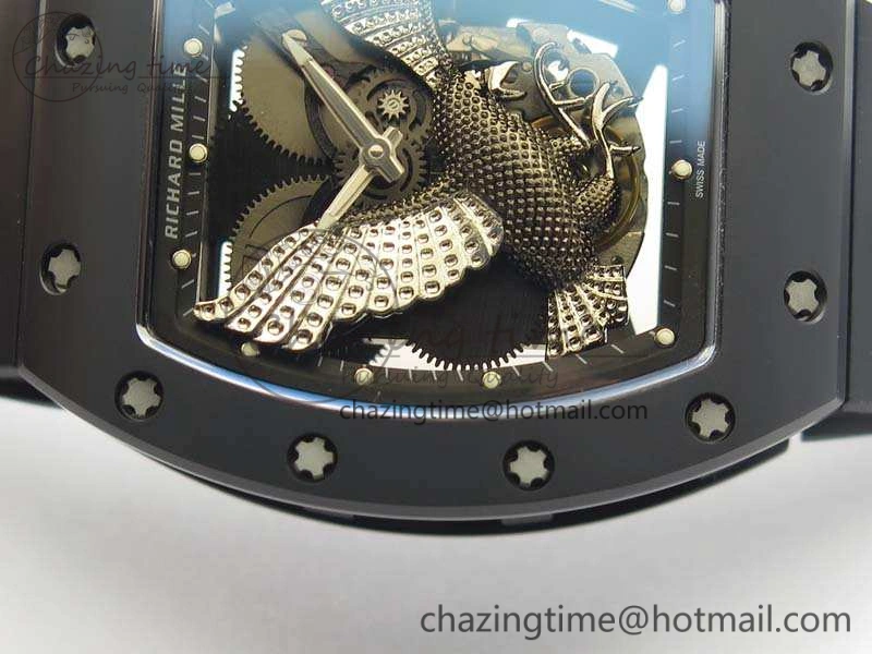Contemporary RM023 Ceramic Case KVF Best Edition Eagle Skeleton Dial SS Crown On Rubber Strap MIYOTA 9524