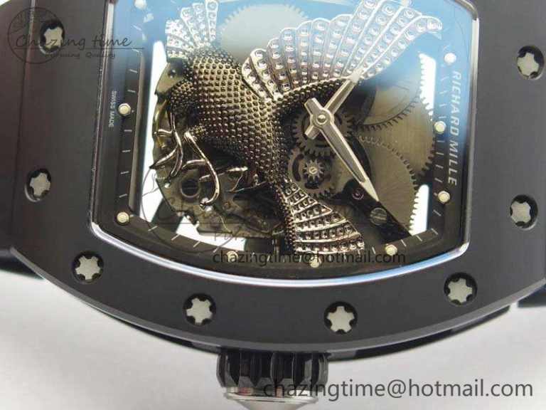 Contemporary RM023 Ceramic Case KVF Best Edition Eagle Skeleton Dial SS Crown On Rubber Strap MIYOTA 9524