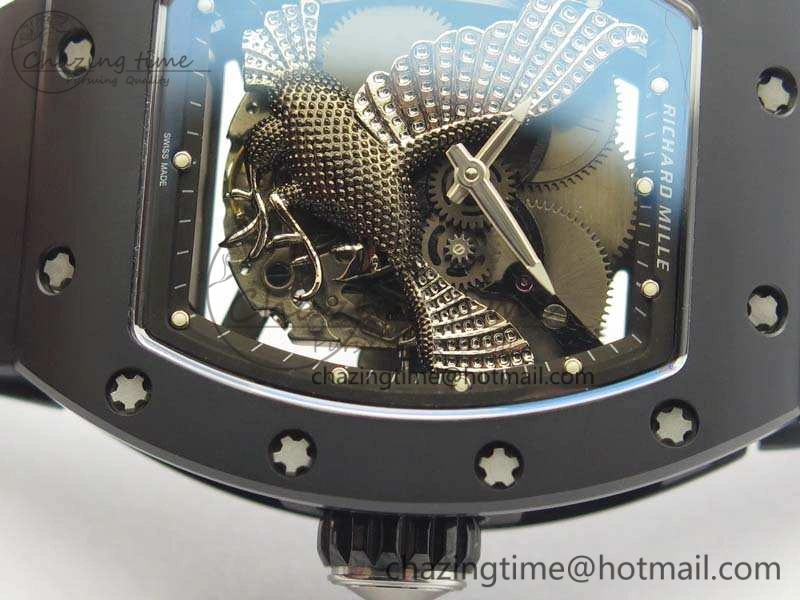 Contemporary RM023 Ceramic Case KVF Best Edition Eagle Skeleton Dial SS Crown On Rubber Strap MIYOTA 9524