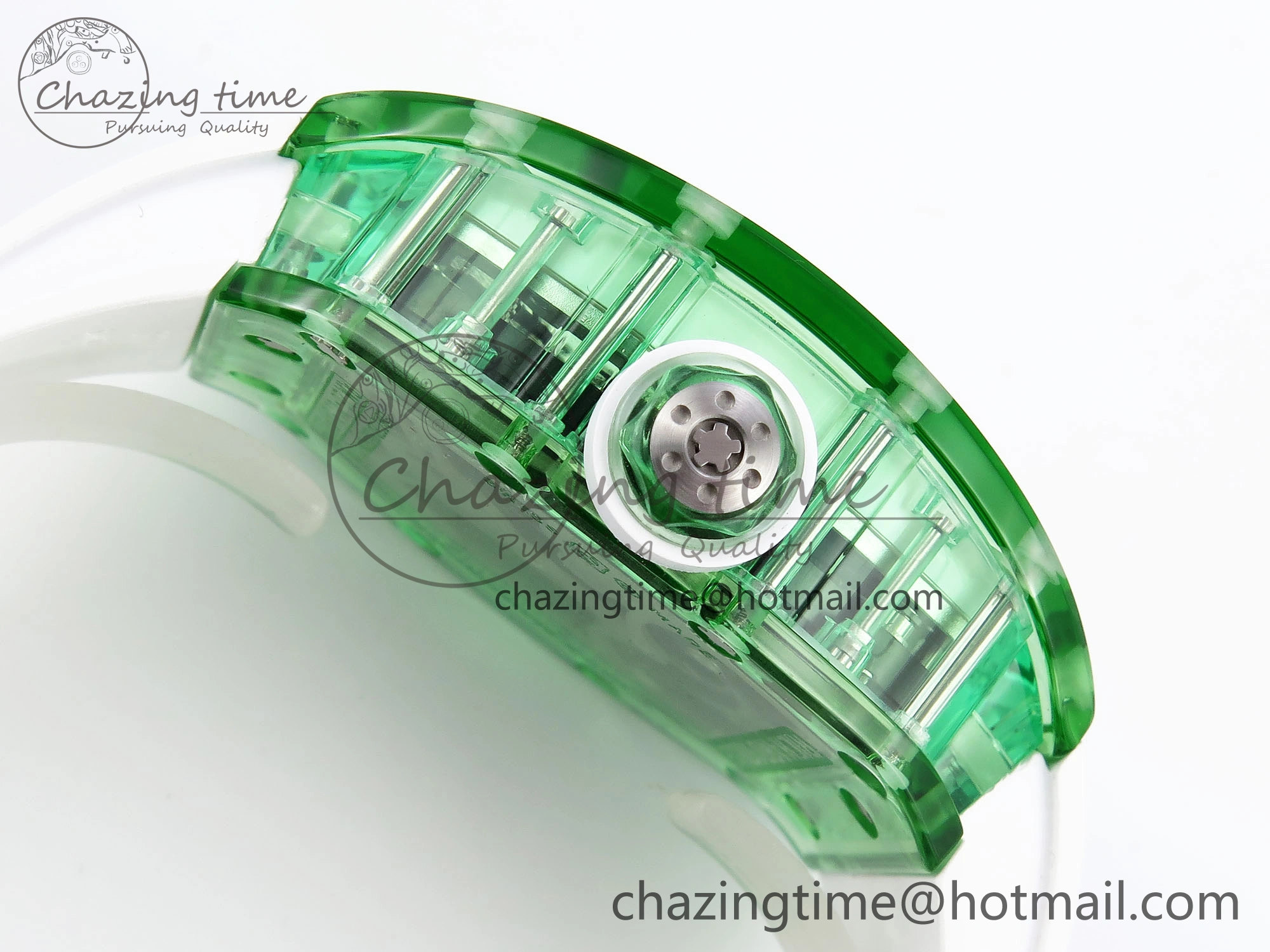 Chic RM026 Green Transparent Tourbillon RM Best Edition Panda Skeleton Dial on Rubber Strap 9333