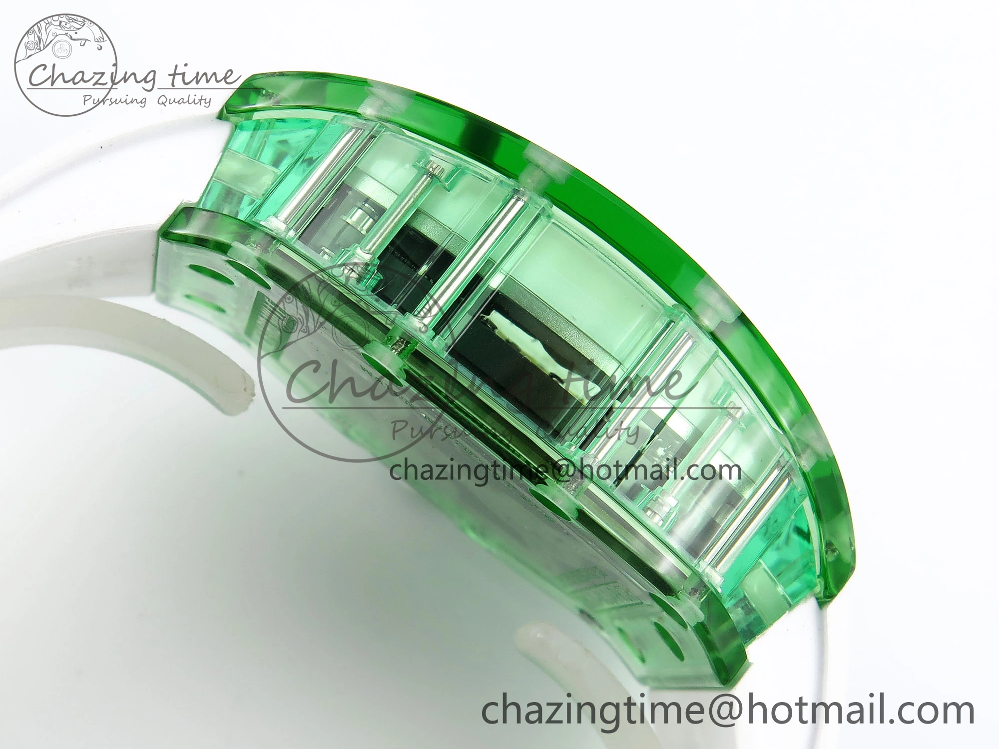 Chic RM026 Green Transparent Tourbillon RM Best Edition Panda Skeleton Dial on Rubber Strap 9333