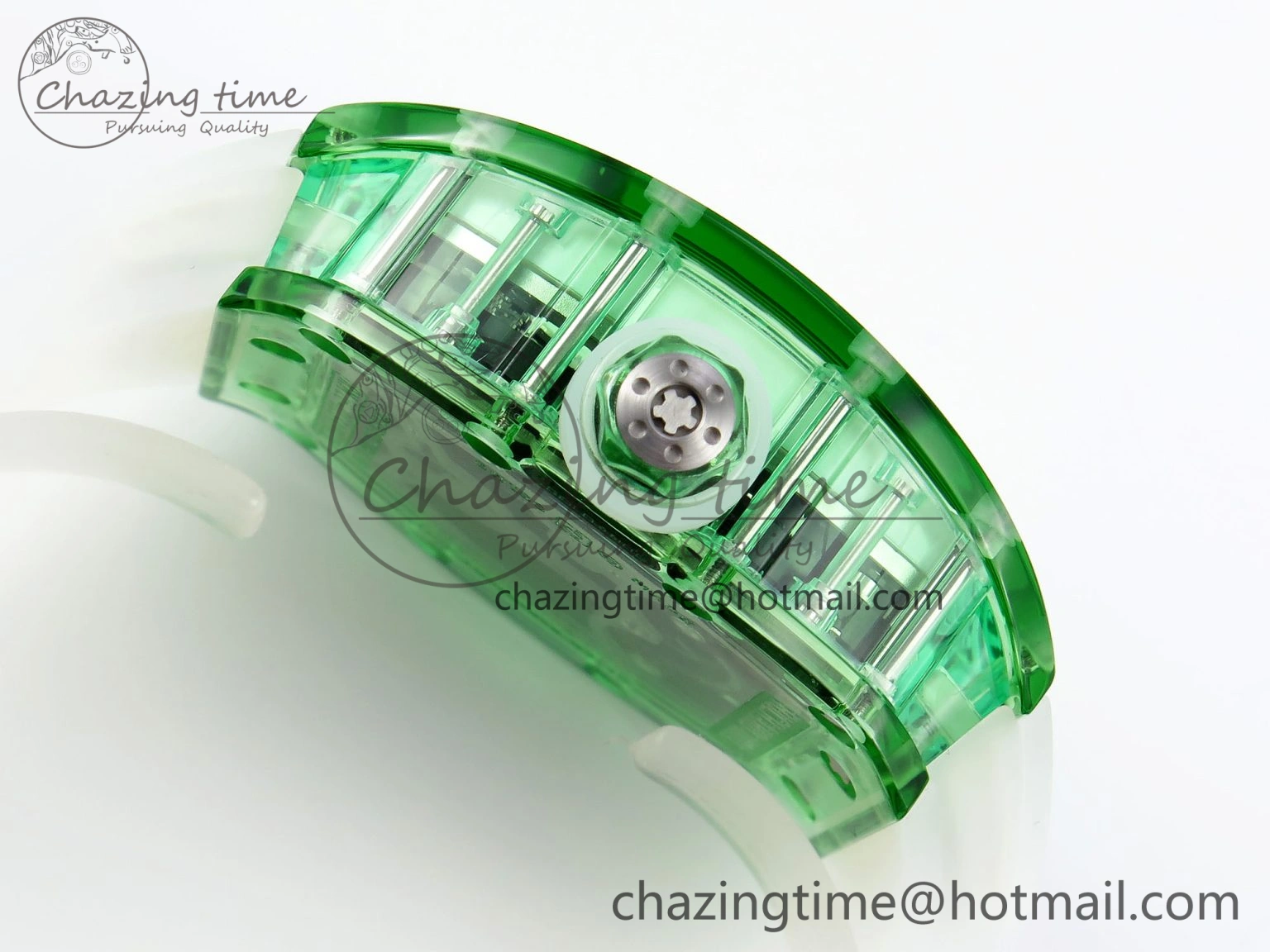 Breathable RM026 Green Transparent Tourbillon RM Best Edition Panda Skeleton Dial on Translucent Rubber Strap 9332