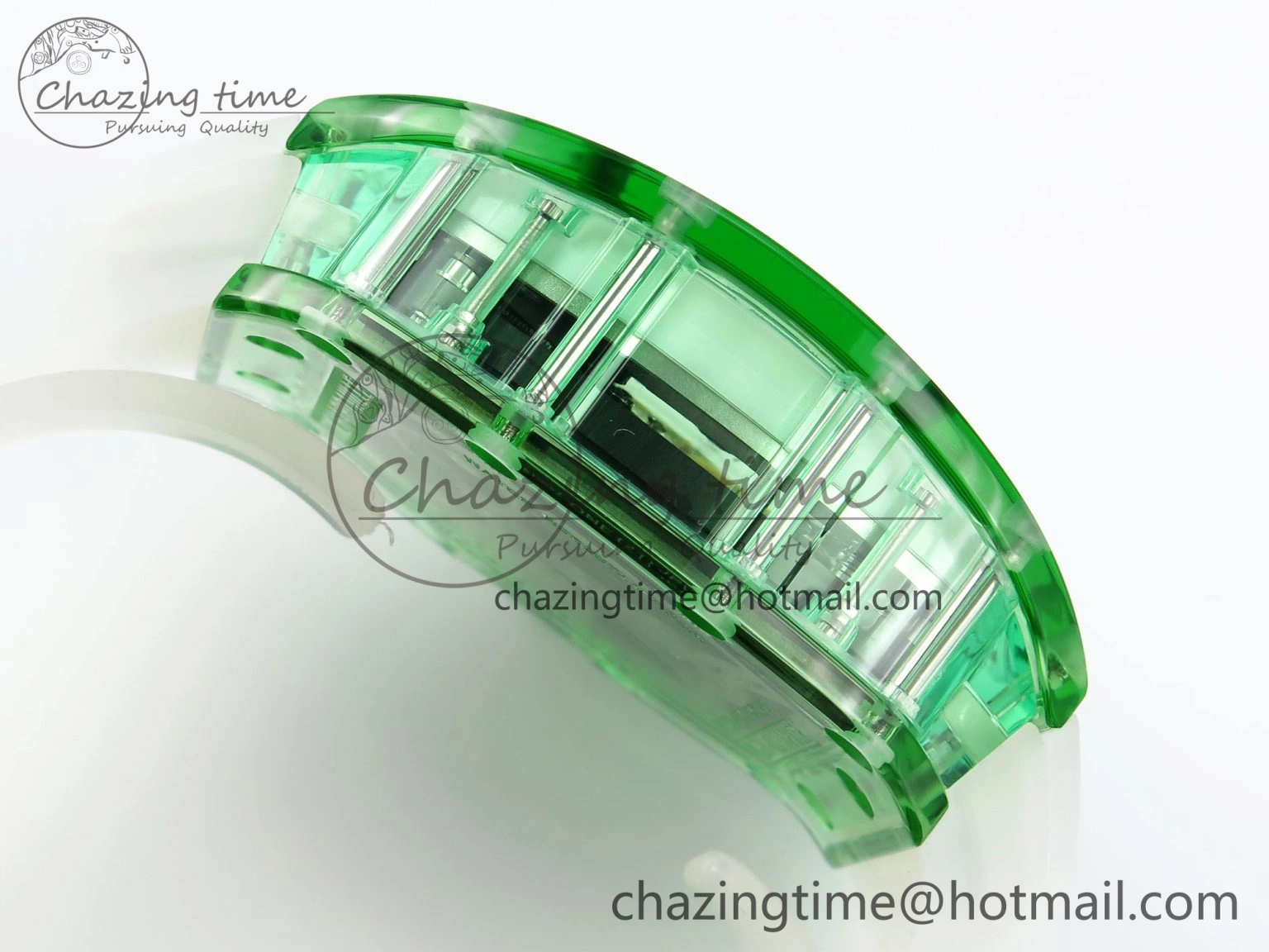 Breathable RM026 Green Transparent Tourbillon RM Best Edition Panda Skeleton Dial on Translucent Rubber Strap 9332