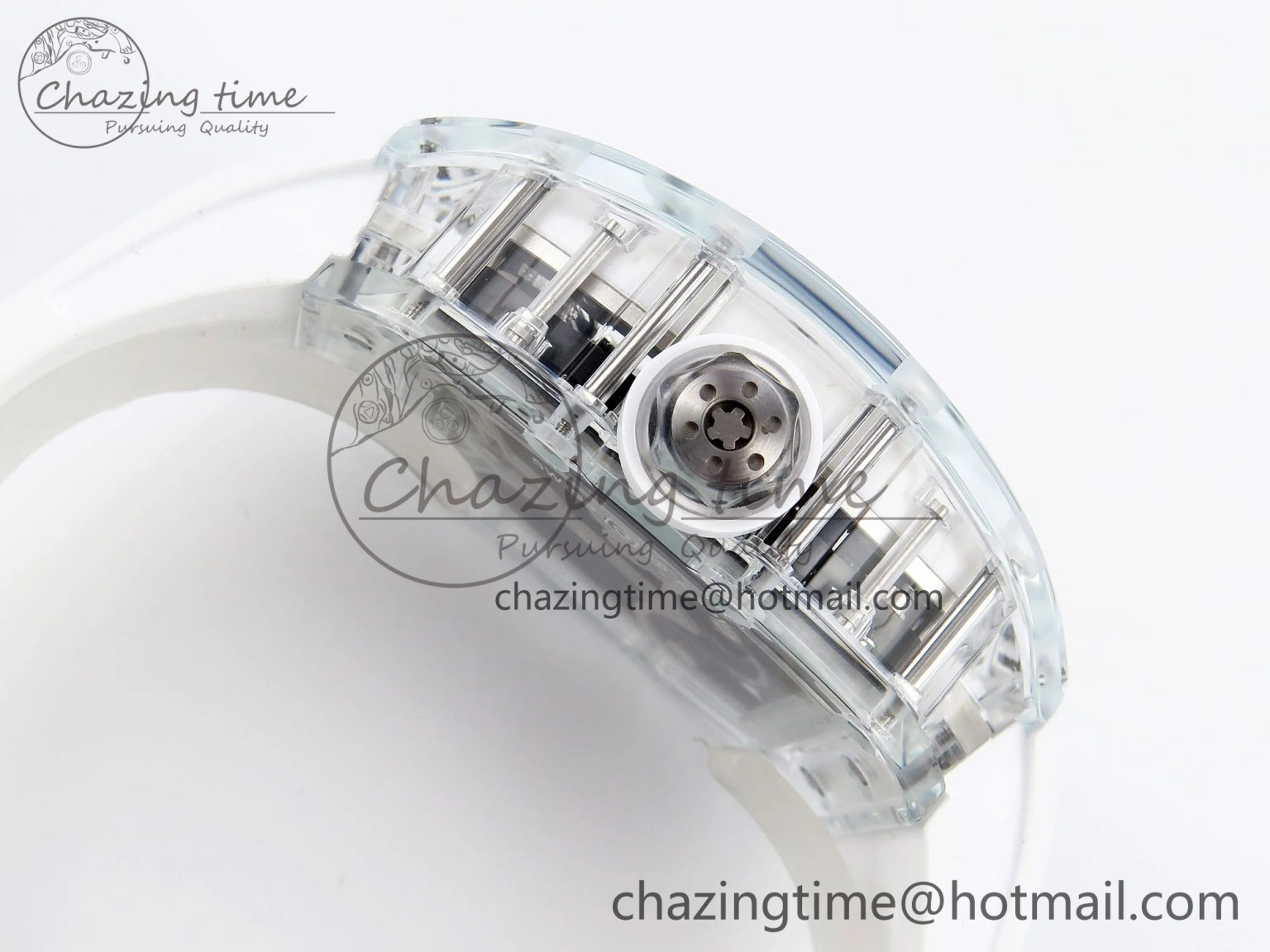 MoistureWicking RM026 Transparent Tourbillon RM Best Edition Panda Skeleton Dial on Rubber Strap 9334