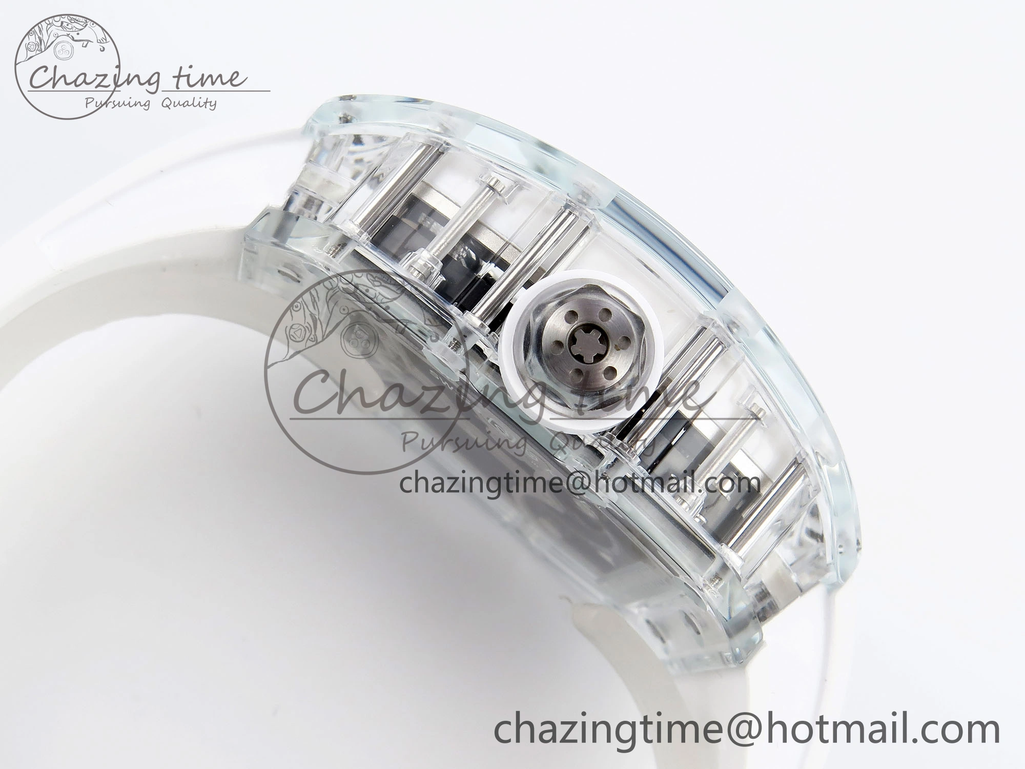 MoistureWicking RM026 Transparent Tourbillon RM Best Edition Panda Skeleton Dial on Rubber Strap 9334