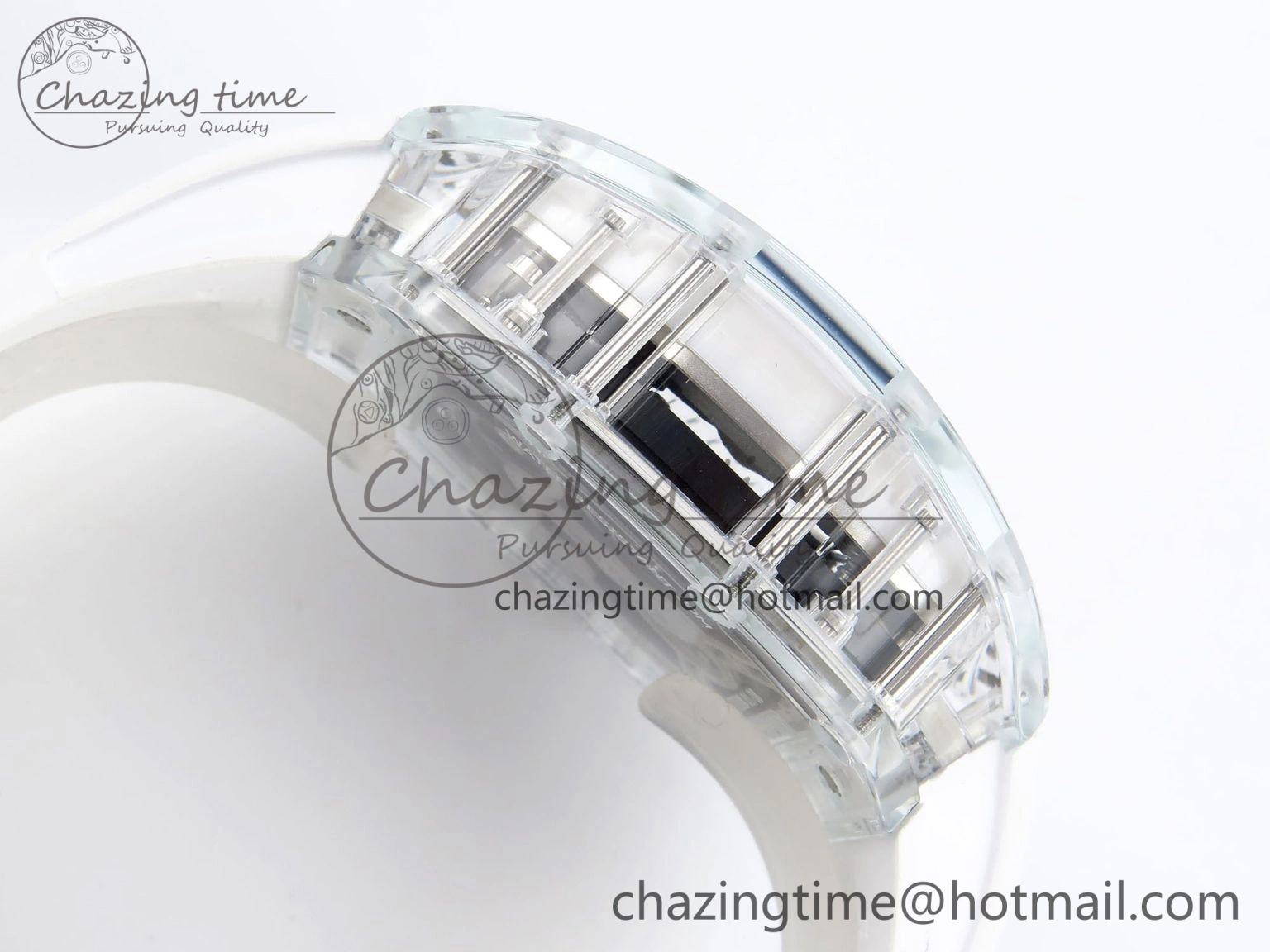 MoistureWicking RM026 Transparent Tourbillon RM Best Edition Panda Skeleton Dial on Rubber Strap 9334