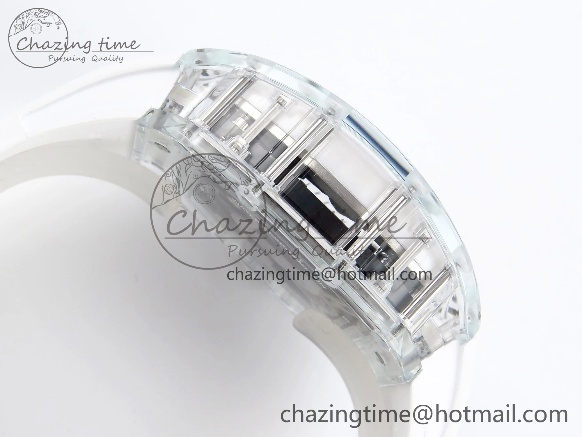 MoistureWicking RM026 Transparent Tourbillon RM Best Edition Panda Skeleton Dial on Rubber Strap 9334