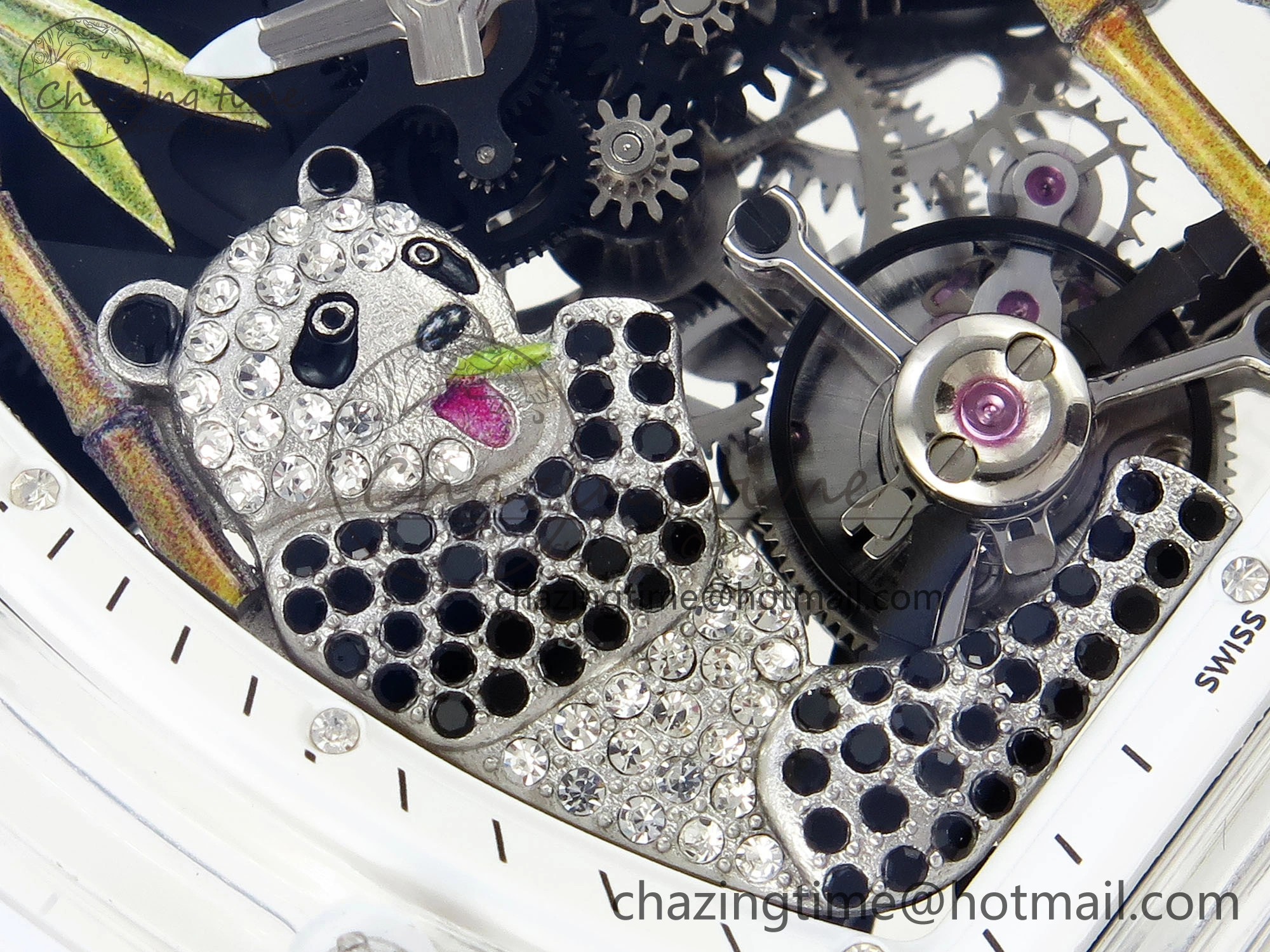 Youthful RM026 Transparent Tourbillon RM Best Edition Panda Skeleton Dial on Translucent Rubber Strap 9331