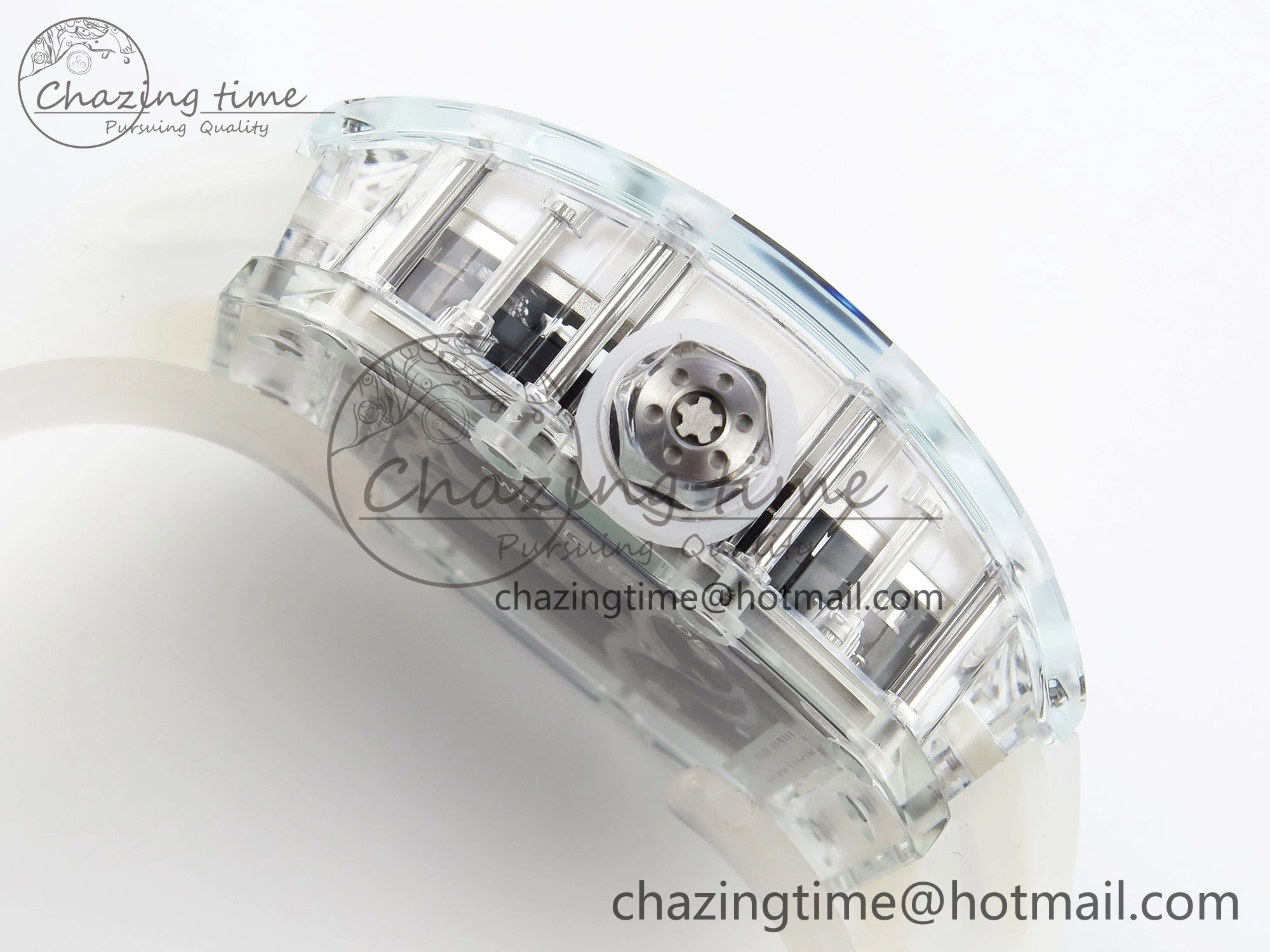 Youthful RM026 Transparent Tourbillon RM Best Edition Panda Skeleton Dial on Translucent Rubber Strap 9331