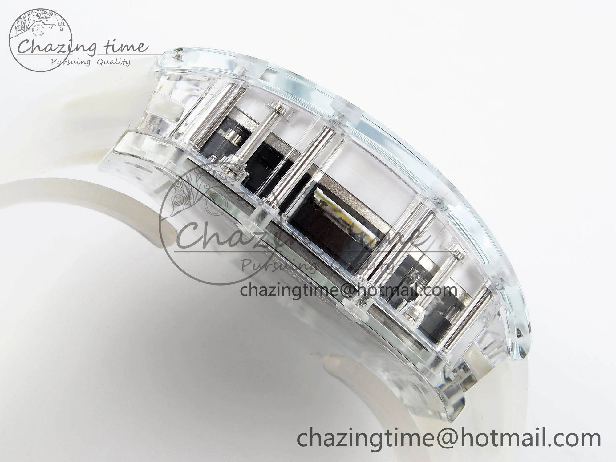 Youthful RM026 Transparent Tourbillon RM Best Edition Panda Skeleton Dial on Translucent Rubber Strap 9331