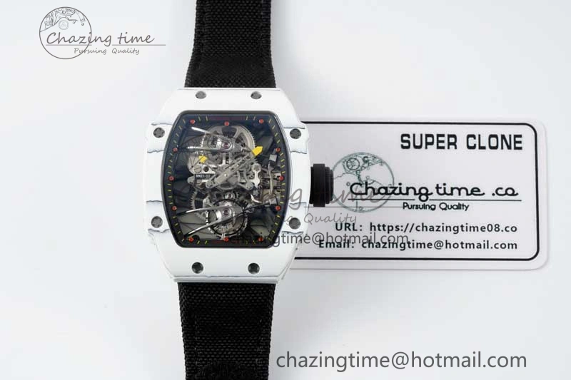 AllSeason RM027-02 Nadal Real Tourbillon RMF Best Edition White Forge Carbon Black Inner Bezel on Black Nylon Strap 9379