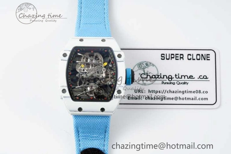 RM027-02 Nadal Real Tourbillon RMF Best Edition White Forge Carbon Black Inner Bezel on Blue Nylon Strap OdorResistant 9382