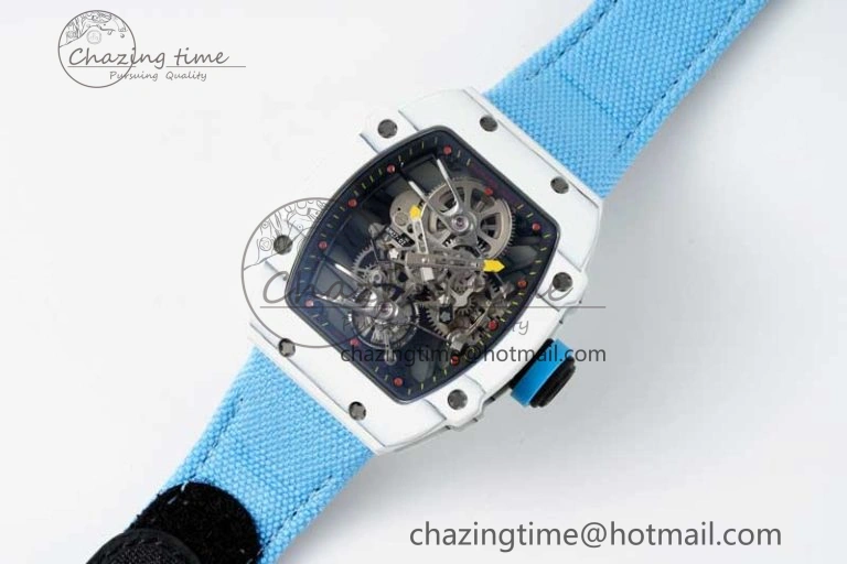 RM027-02 Nadal Real Tourbillon RMF Best Edition White Forge Carbon Black Inner Bezel on Blue Nylon Strap OdorResistant 9382