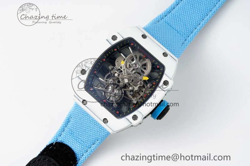 RM027-02 Nadal Real Tourbillon RMF Best Edition White Forge Carbon Black Inner Bezel on Blue Nylon Strap OdorResistant 9382