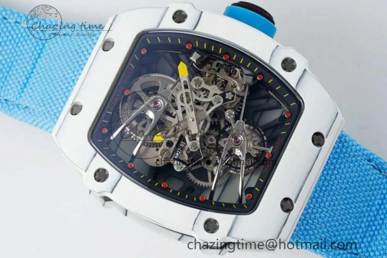 RM027-02 Nadal Real Tourbillon RMF Best Edition White Forge Carbon Black Inner Bezel on Blue Nylon Strap OdorResistant 9382