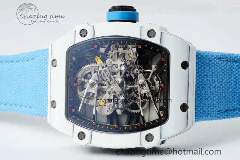 RM027-02 Nadal Real Tourbillon RMF Best Edition White Forge Carbon Black Inner Bezel on Blue Nylon Strap OdorResistant 9382