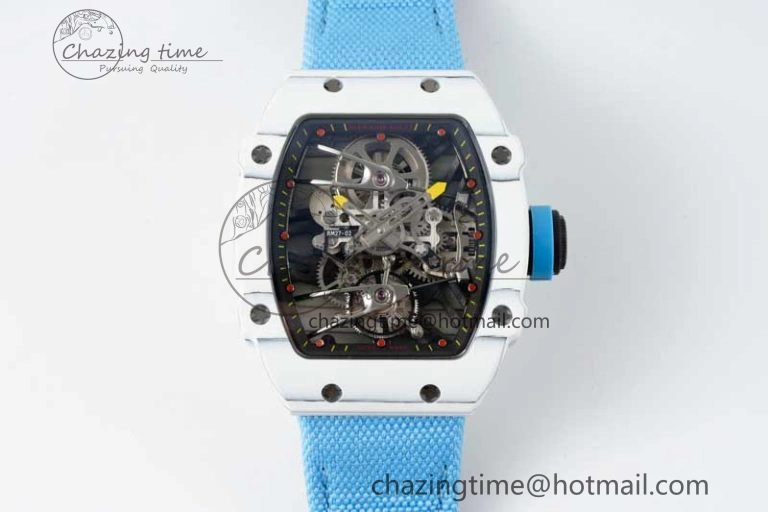 RM027-02 Nadal Real Tourbillon RMF Best Edition White Forge Carbon Black Inner Bezel on Blue Nylon Strap OdorResistant 9382