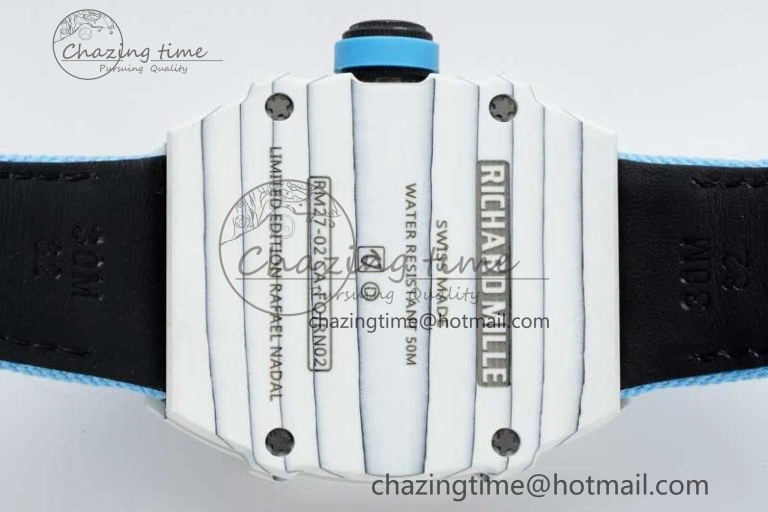 RM027-02 Nadal Real Tourbillon RMF Best Edition White Forge Carbon Black Inner Bezel on Blue Nylon Strap OdorResistant 9382
