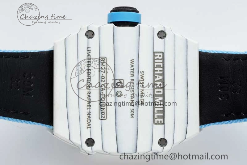 RM027-02 Nadal Real Tourbillon RMF Best Edition White Forge Carbon Black Inner Bezel on Blue Nylon Strap OdorResistant 9382