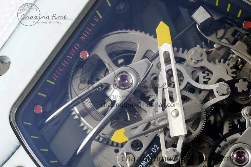 RM027-02 Nadal Real Tourbillon RMF Best Edition White Forge Carbon Black Inner Bezel on White Nylon Strap Colorful 9381