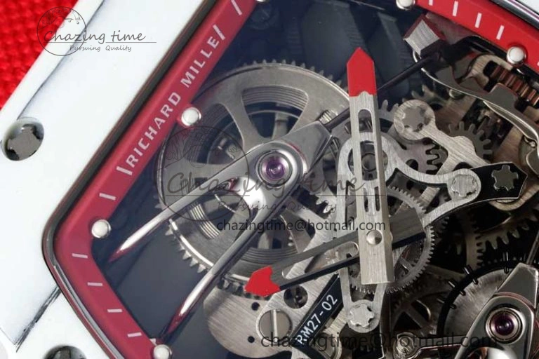 RM027-02 Nadal Real Tourbillon RMF Best Edition White Forge Carbon Red Inner Bezel on Red Nylon Strap GoodFit 9383