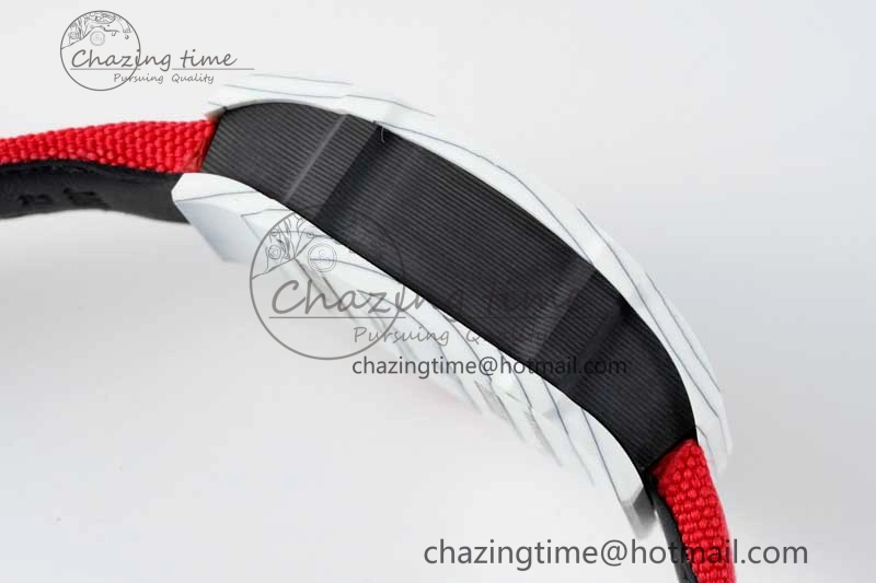 RM027-02 Nadal Real Tourbillon RMF Best Edition White Forge Carbon Red Inner Bezel on Red Nylon Strap GoodFit 9383
