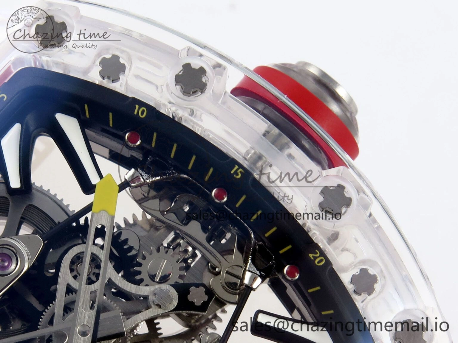 RM027-02 Transparent Tourbillon RMF Best Edition Skeleton Dial on Orange Rubber Strap MultiPurpose 9215